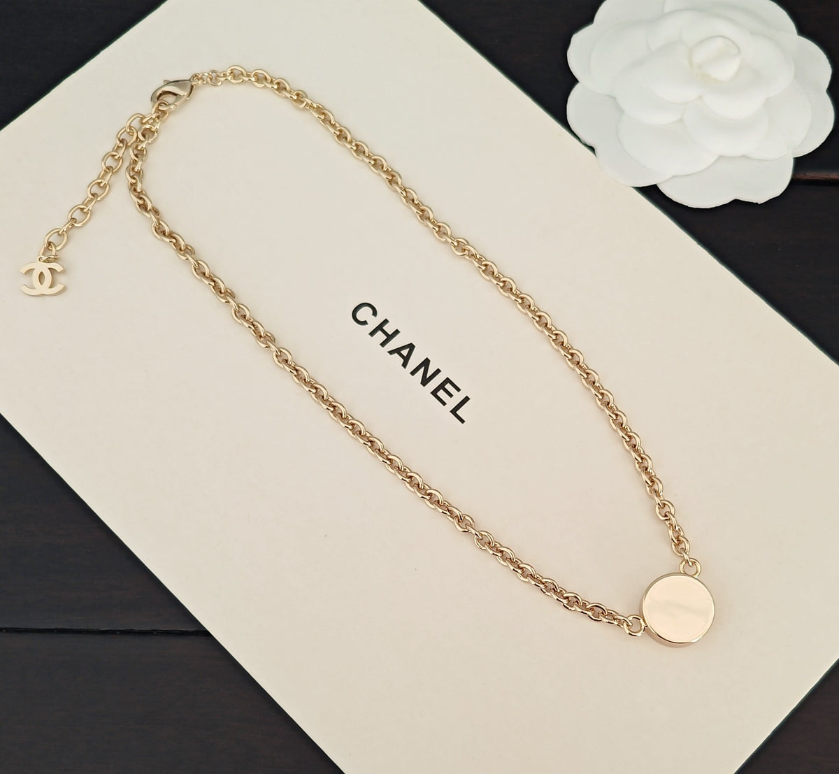 Round Pendant Necklace in Gold-Tone styled product view