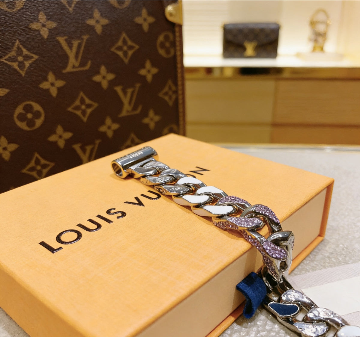 Signature Emblem Bracelet in Polished Metal-Tone – Design 022 styled product view