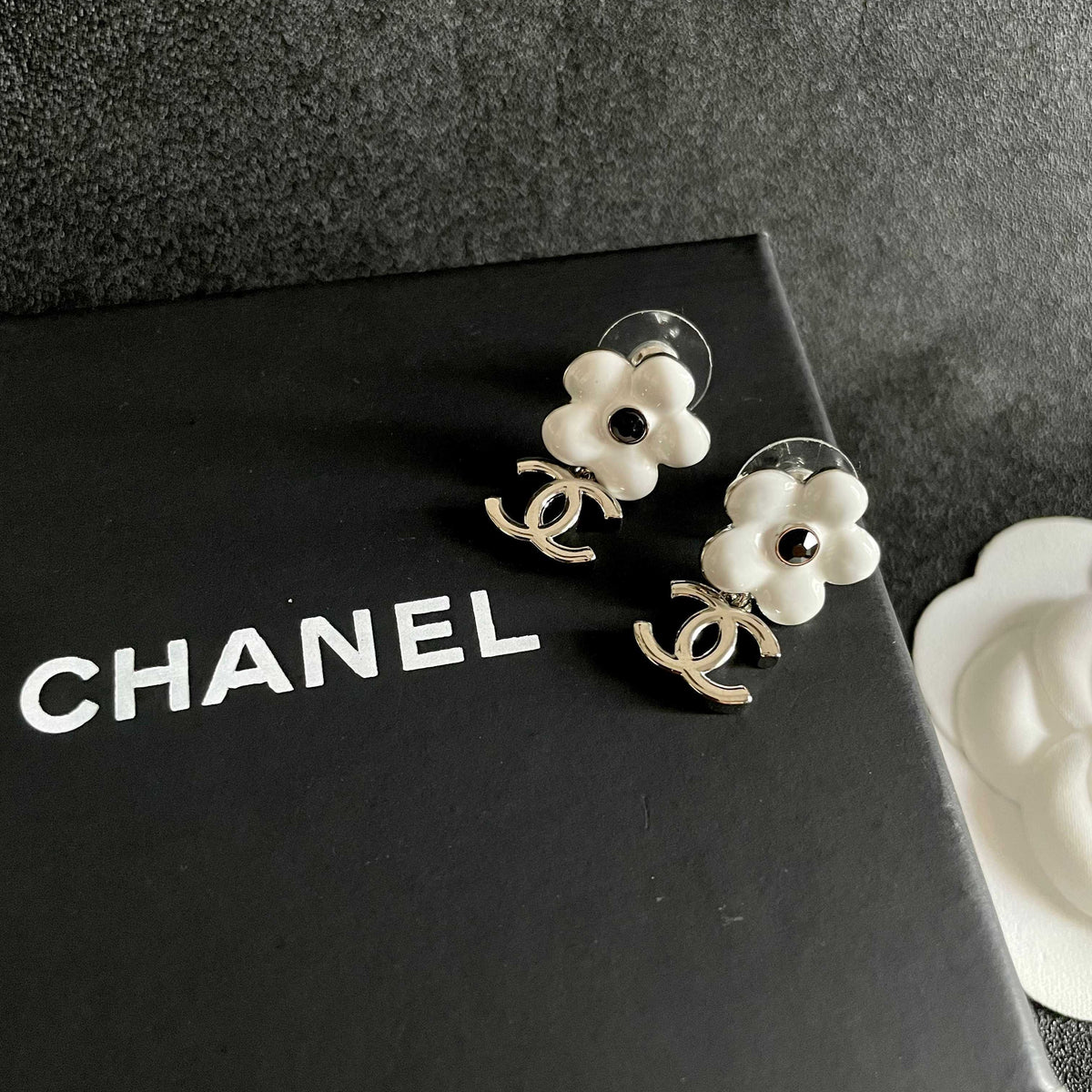 Camellia Statement Earrings in Polished Metal-Tone – Camellia Detail – Design 004 detail view