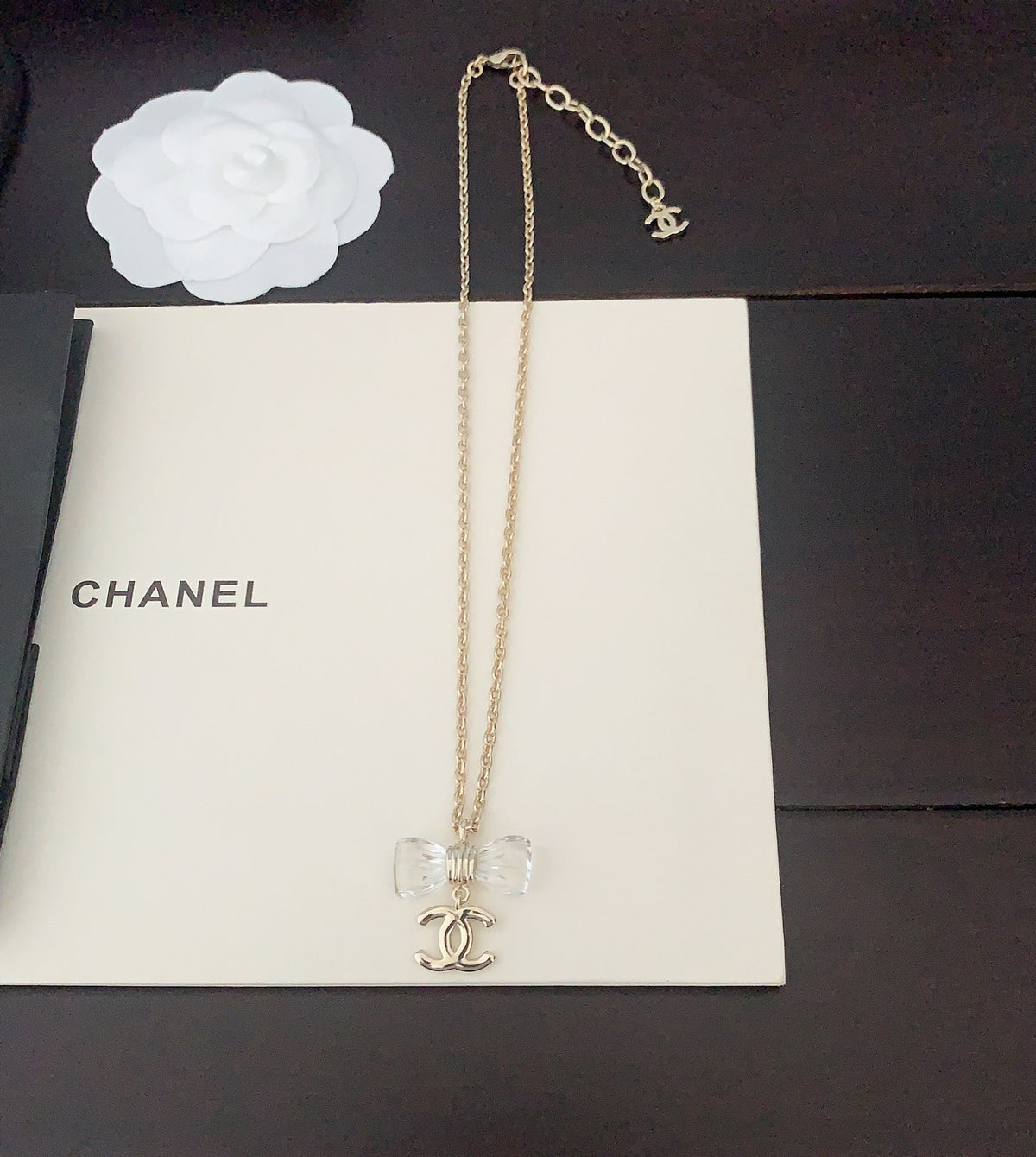 Bow Pendant Necklace in Gold-Tone – Design 009 styled product view