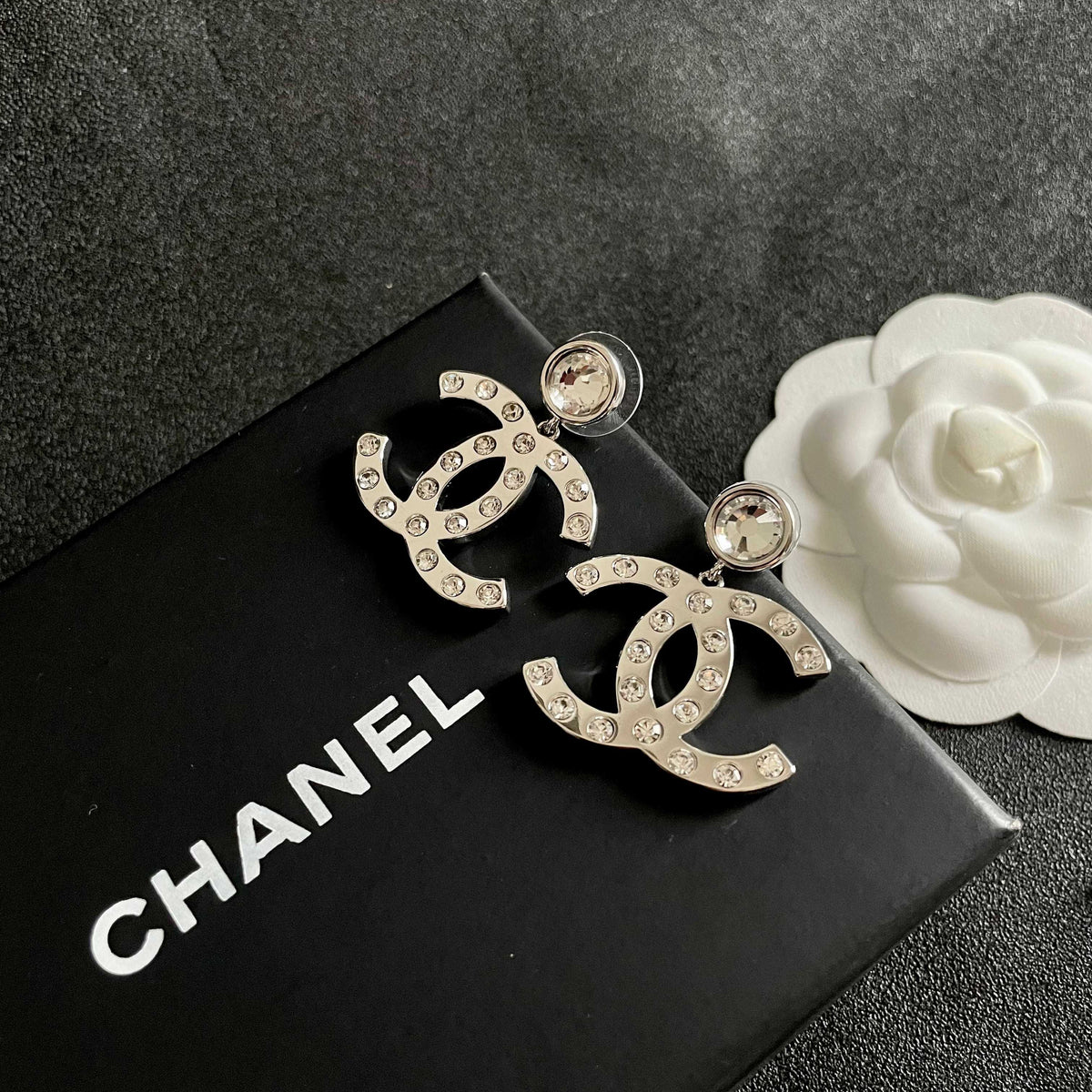 Signature Emblem Stud Earrings in Polished Metal-Tone – Design 081 detail view