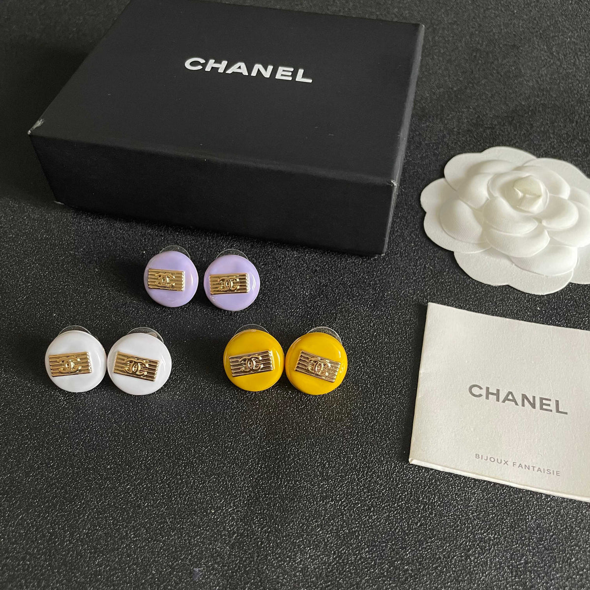 Signature Emblem Stud Earrings in Polished Metal-Tone – Design 072 side detail