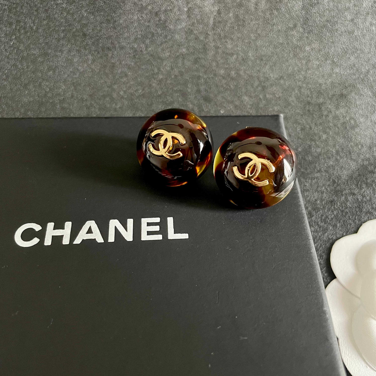 Signature Emblem Stud Earrings in Polished Metal-Tone – Design 069 detail view