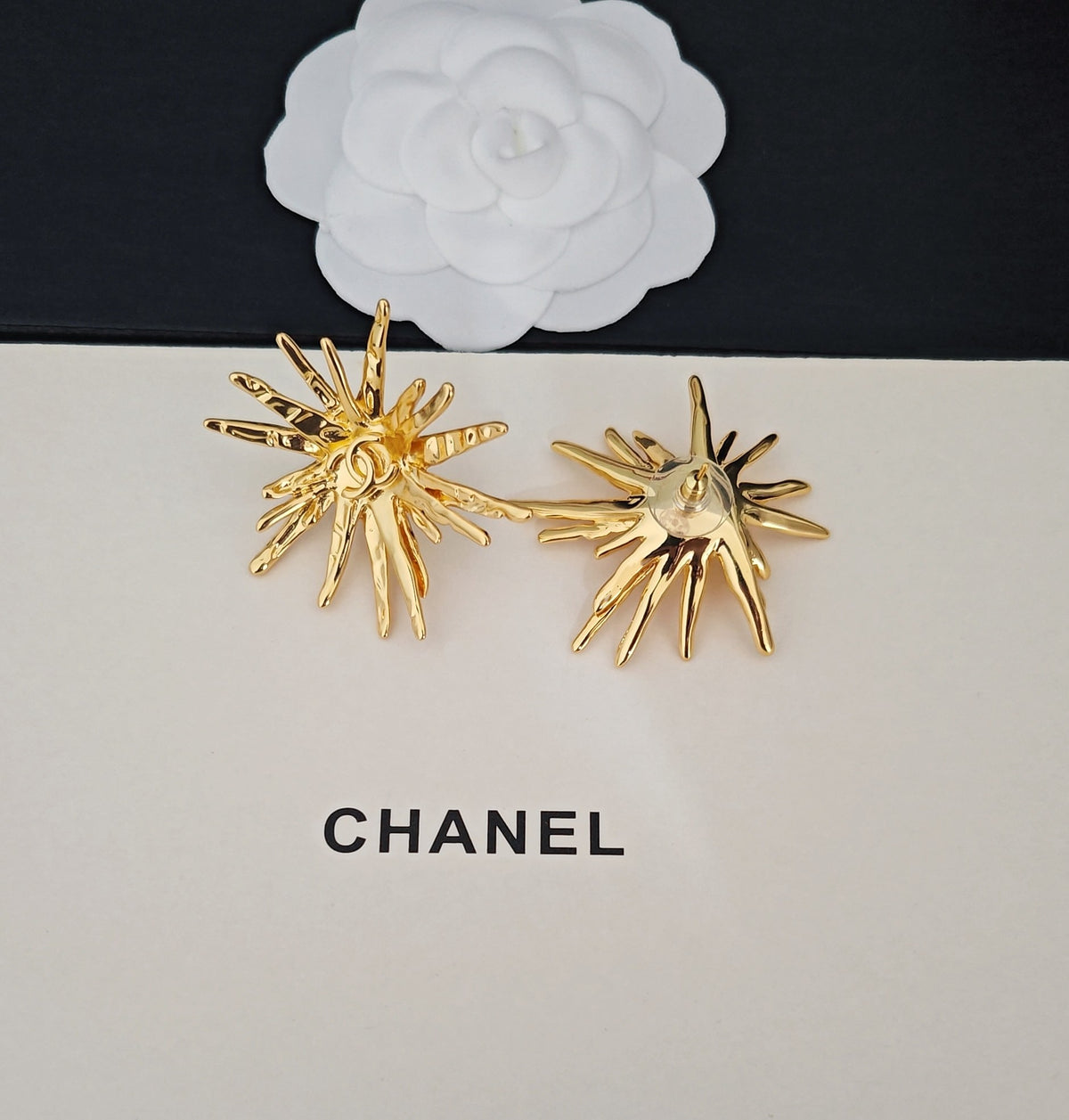 Signature Emblem Stud Earrings in Gold-Tone – Design 066 styled product view