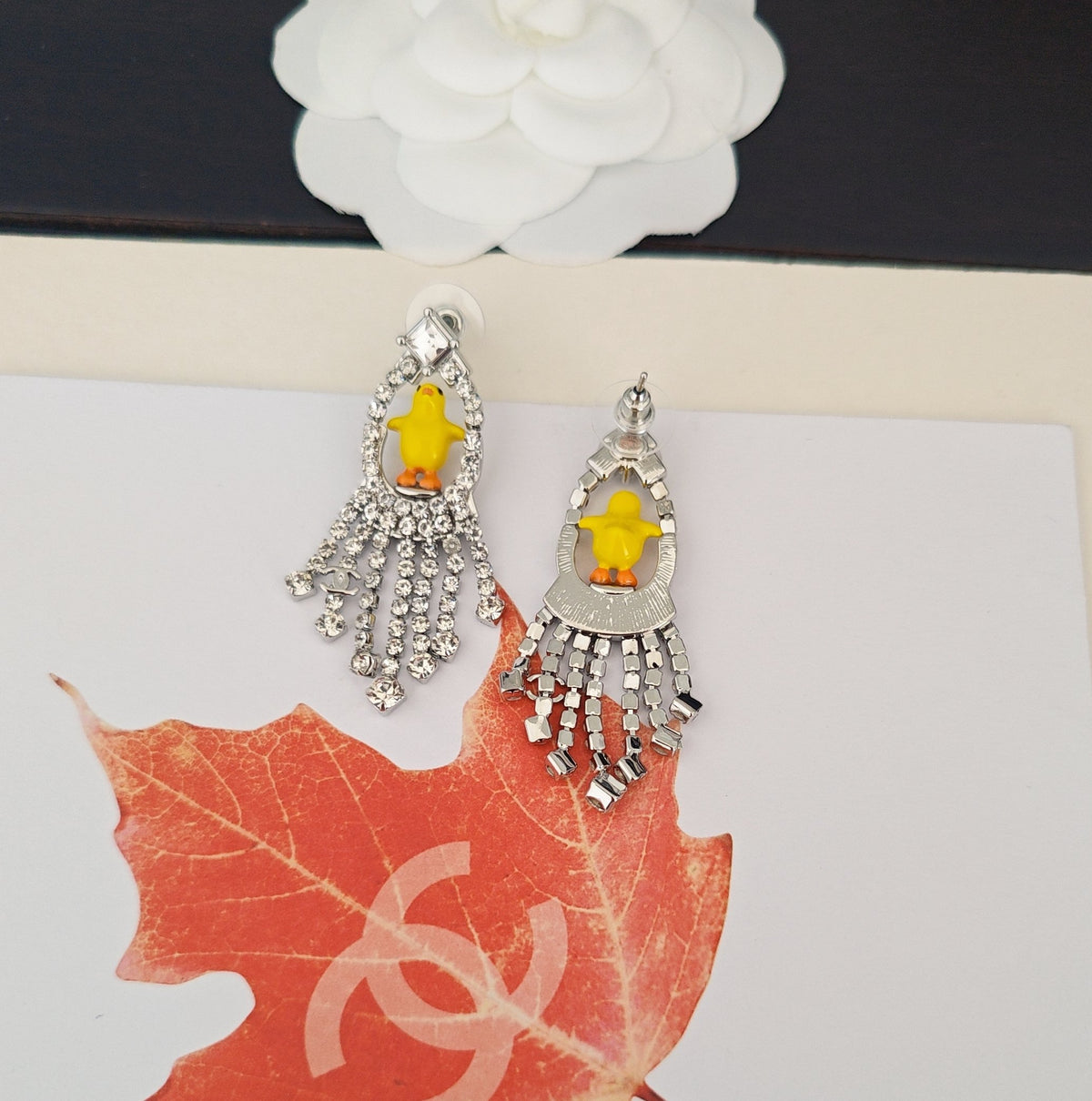 Duck Statement Earrings in Gold-Tone – Design 001 styled product view
