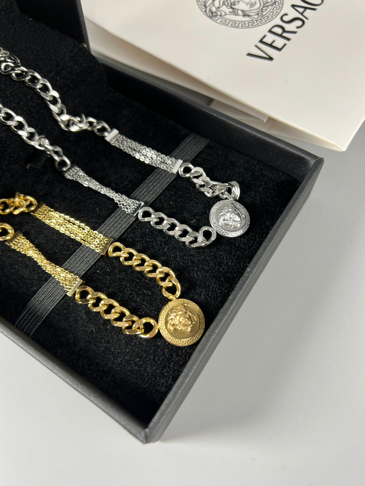 Medusa Head Pendant Necklace in Polished Metal-Tone – Design 03 detail view