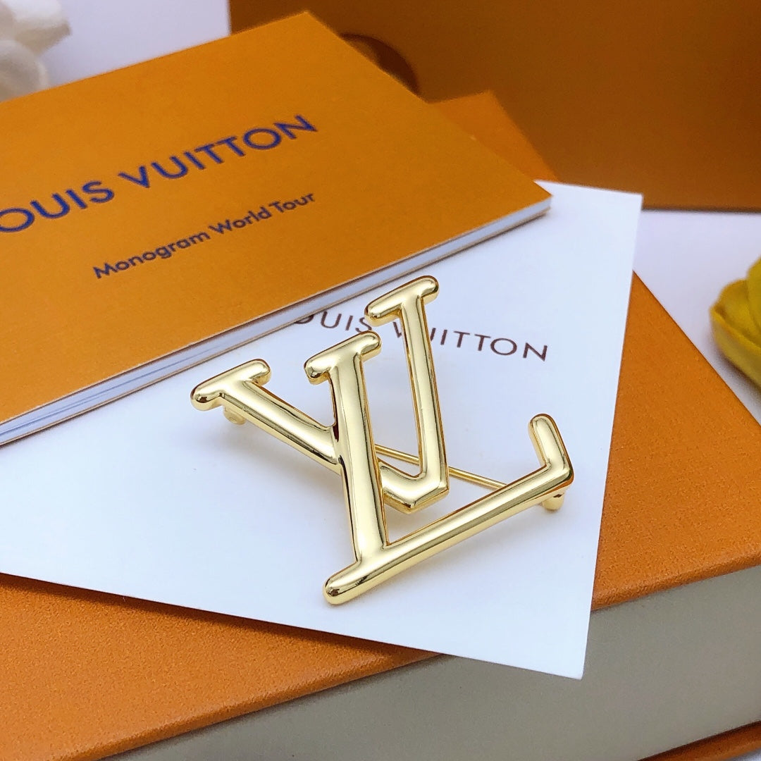 Geometric Emblem Brooch in Gold-Tone – Design 001 main product view