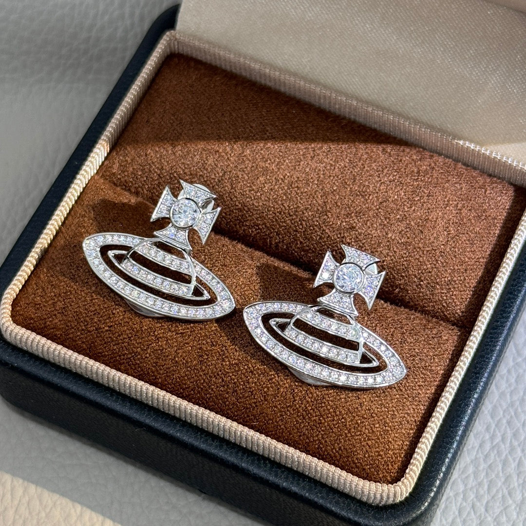 Orb Stud Earrings in Silver-Tone detail view