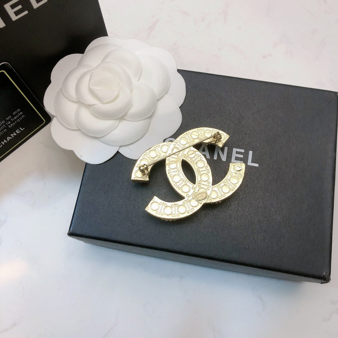 Signature Emblem Brooch in Polished Metal-Tone – Design 038 styled product view