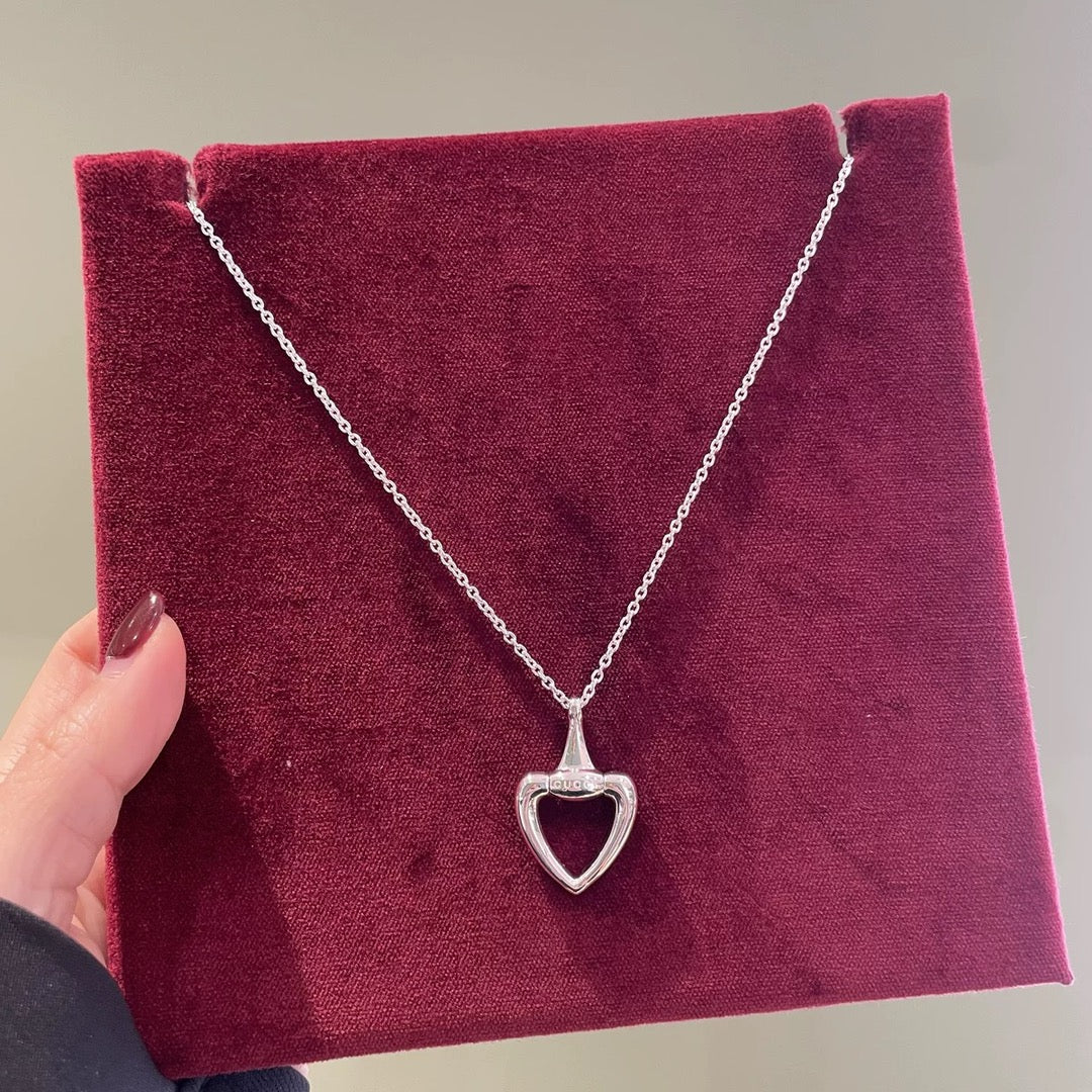 Heart Pendant Necklace in Polished Metal-Tone – Design 001 styled product view