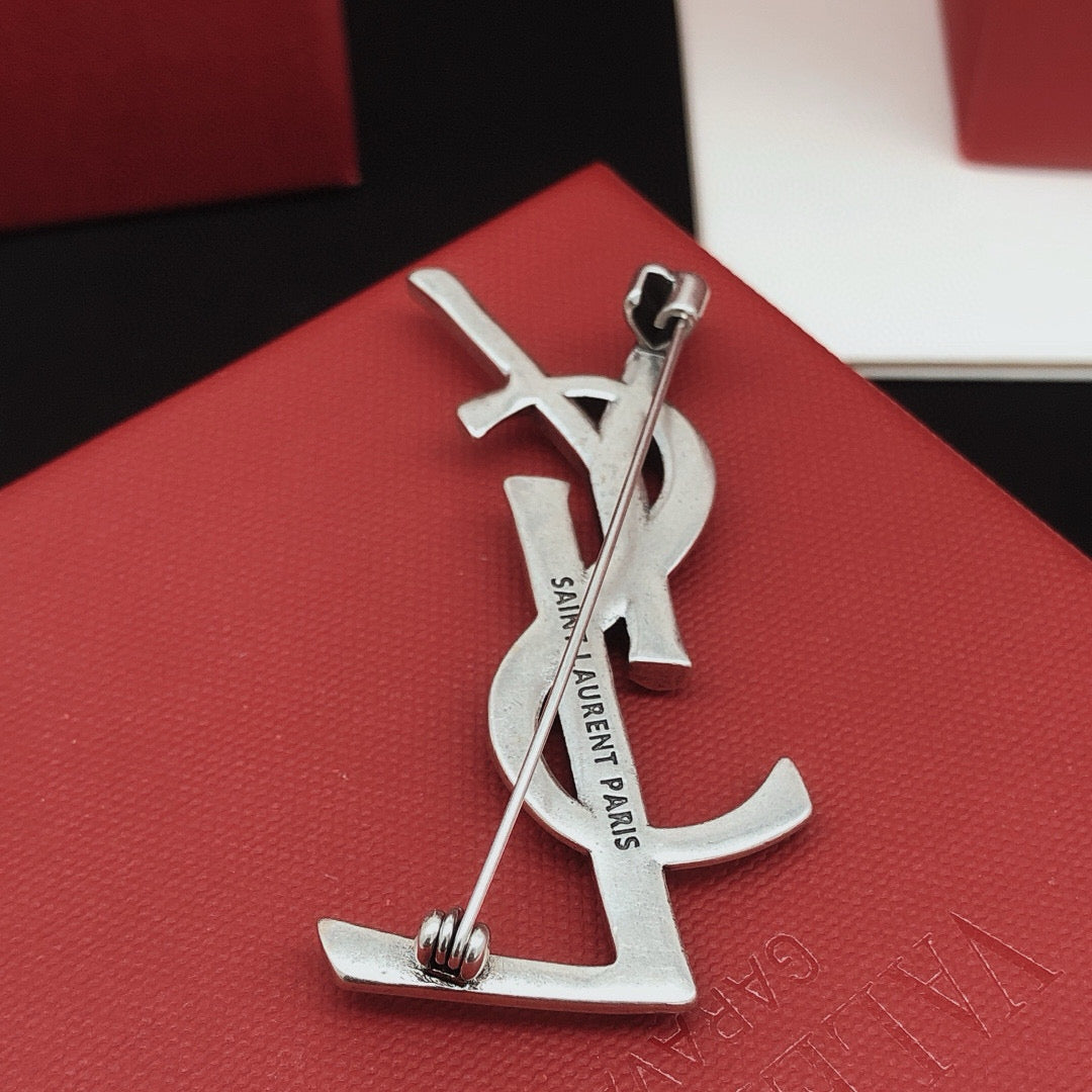 Snake-Scale Brooch in Silver-Tone front product view