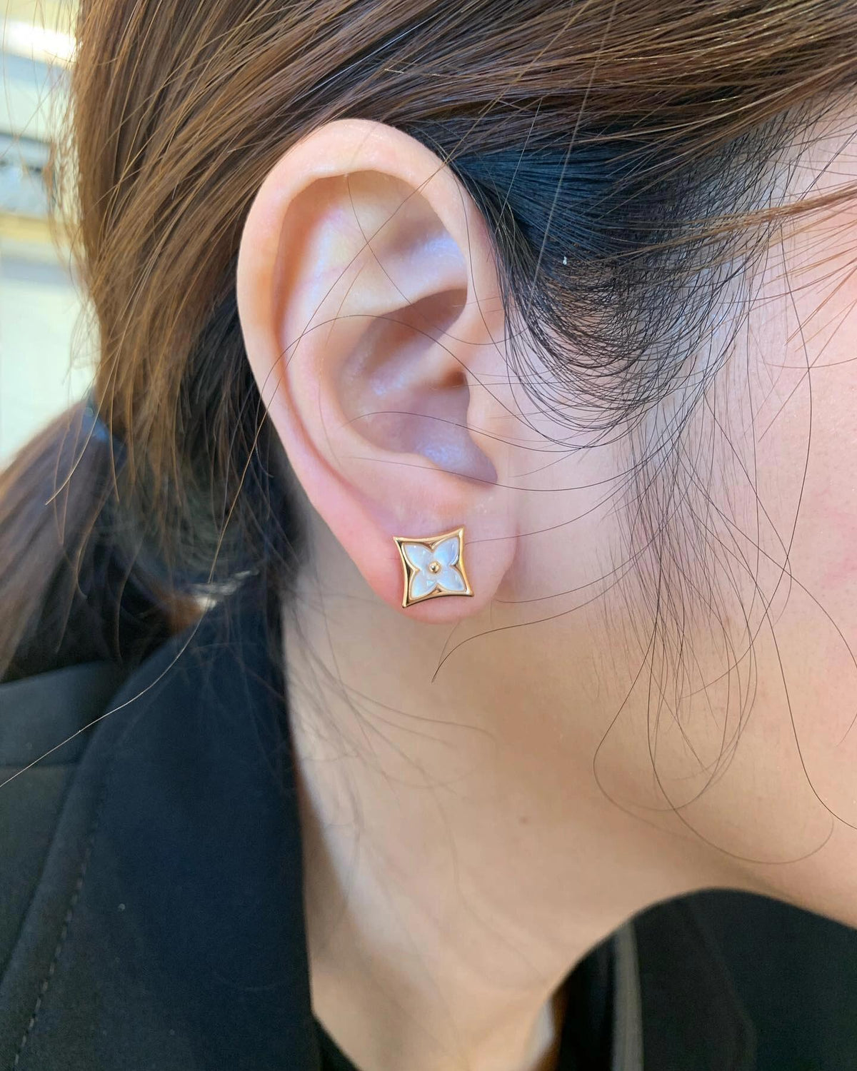 Geometric Emblem Stud Earrings in Gold-Tone – Design 018 main product view