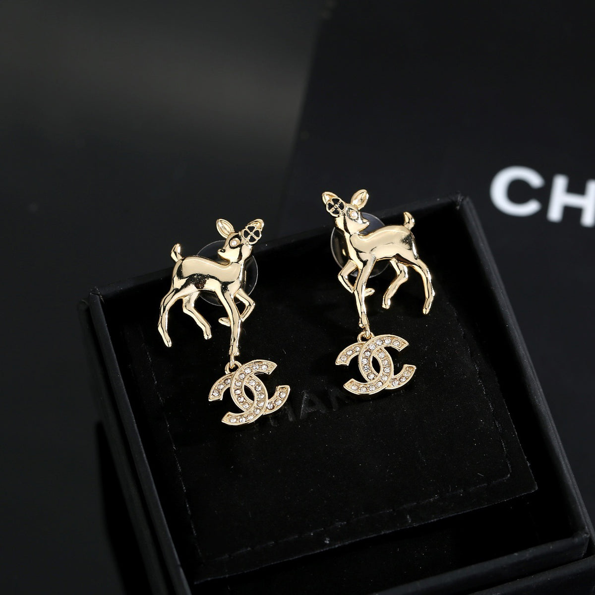 Signature Emblem Stud Earrings in Polished Metal-Tone – Design 023 front product view