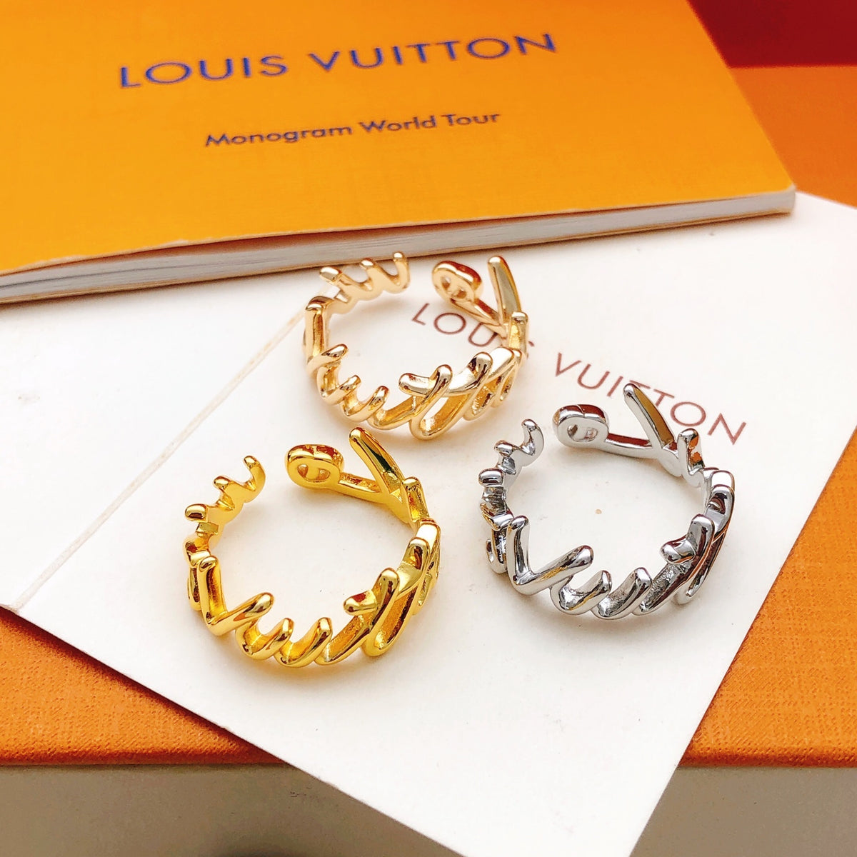 Geometric Emblem Statement Ring in Gold-Tone – Design 014 front product view