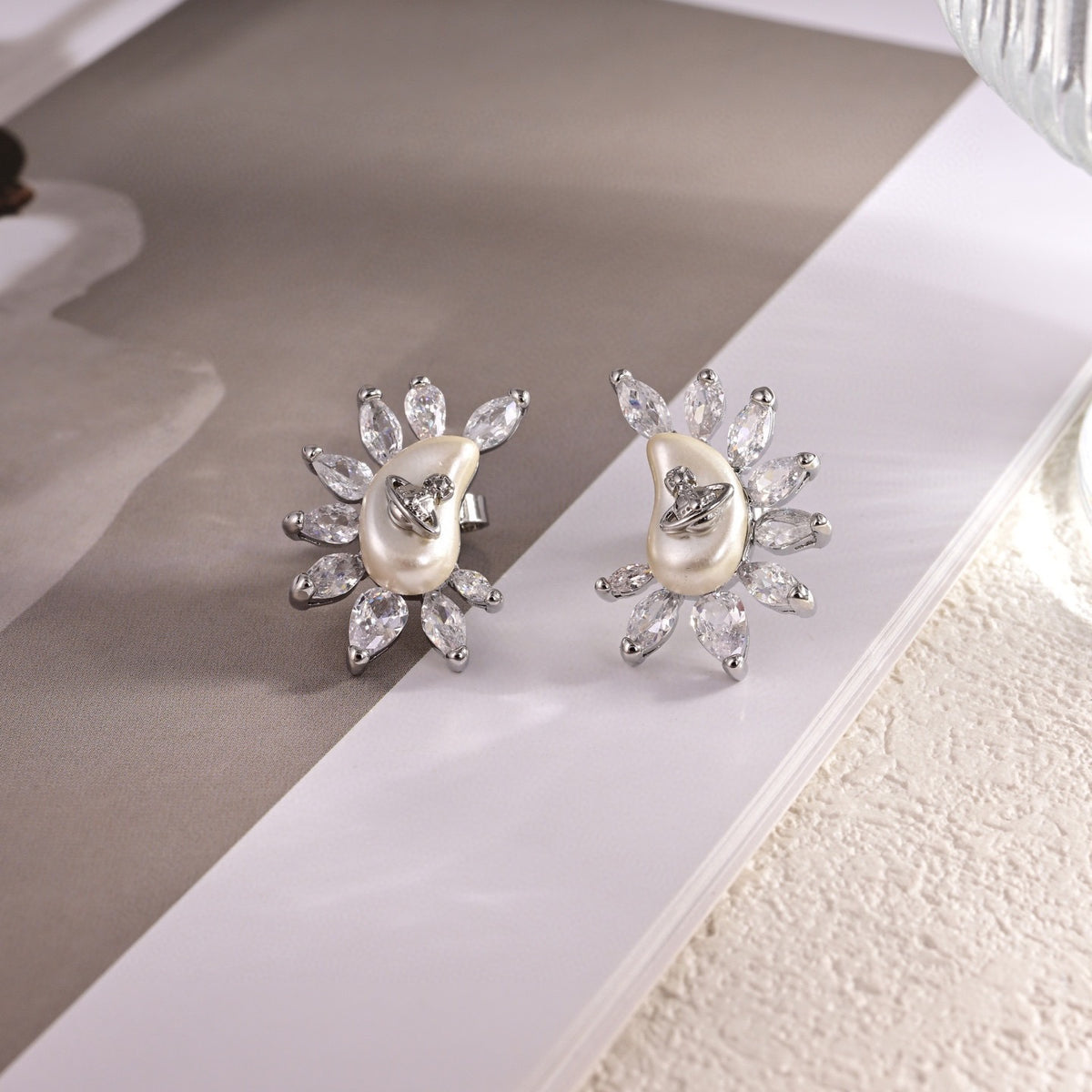 Orb Statement Earrings in Polished Metal-Tone – Design 005 styled product view