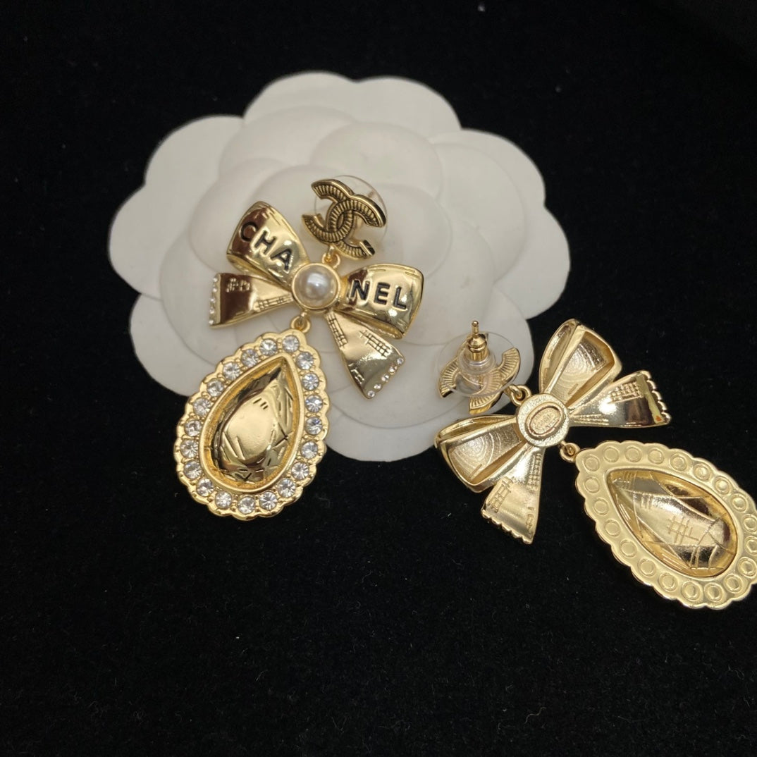 Bow Stud Earrings in Polished Metal-Tone – Design 001 styled product view
