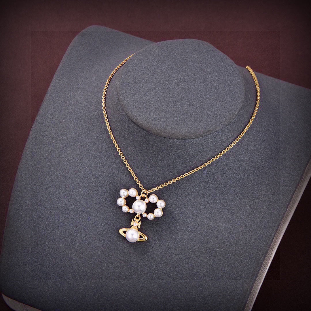Orb Pendant Necklace in Polished Metal-Tone – Design 037 detail view