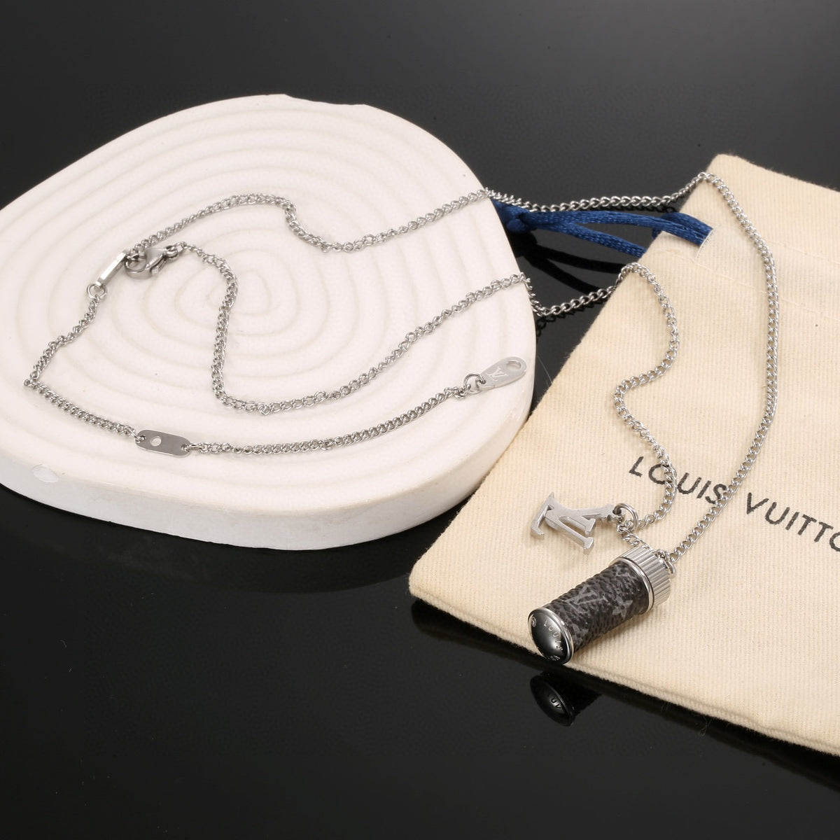 Letter Emblem Pendant Necklace in Polished Metal-Tone – Design 017 main product view