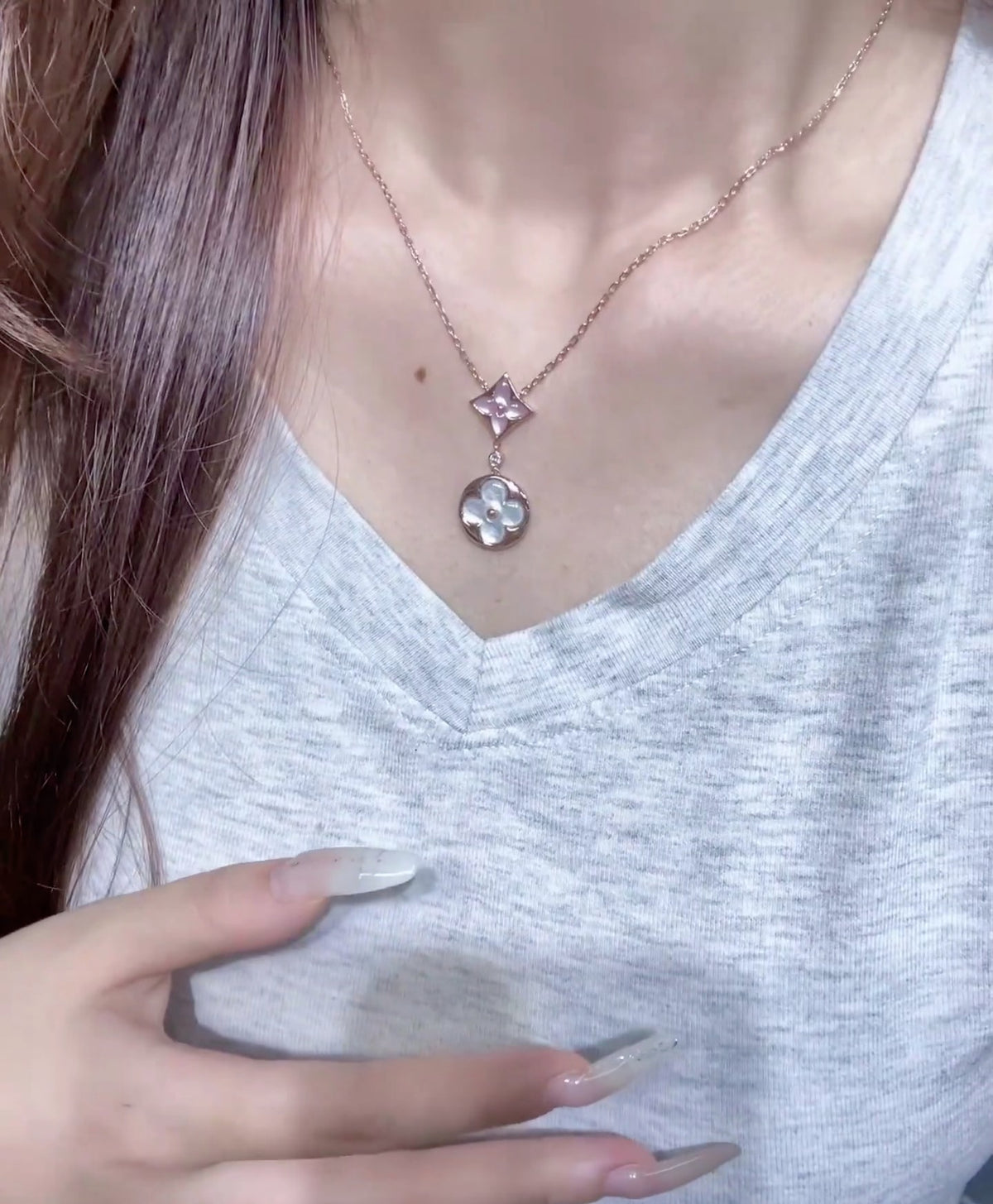 Geometric Emblem Pendant Necklace in Polished Metal-Tone – Design 019 front product view