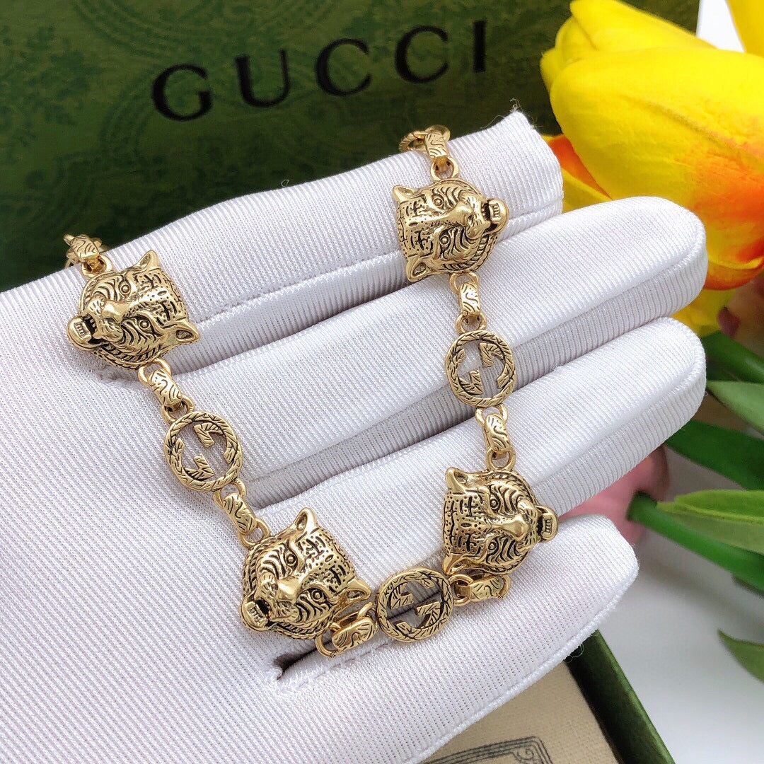 Tiger Head Bracelet in Gold-Tone styled product view