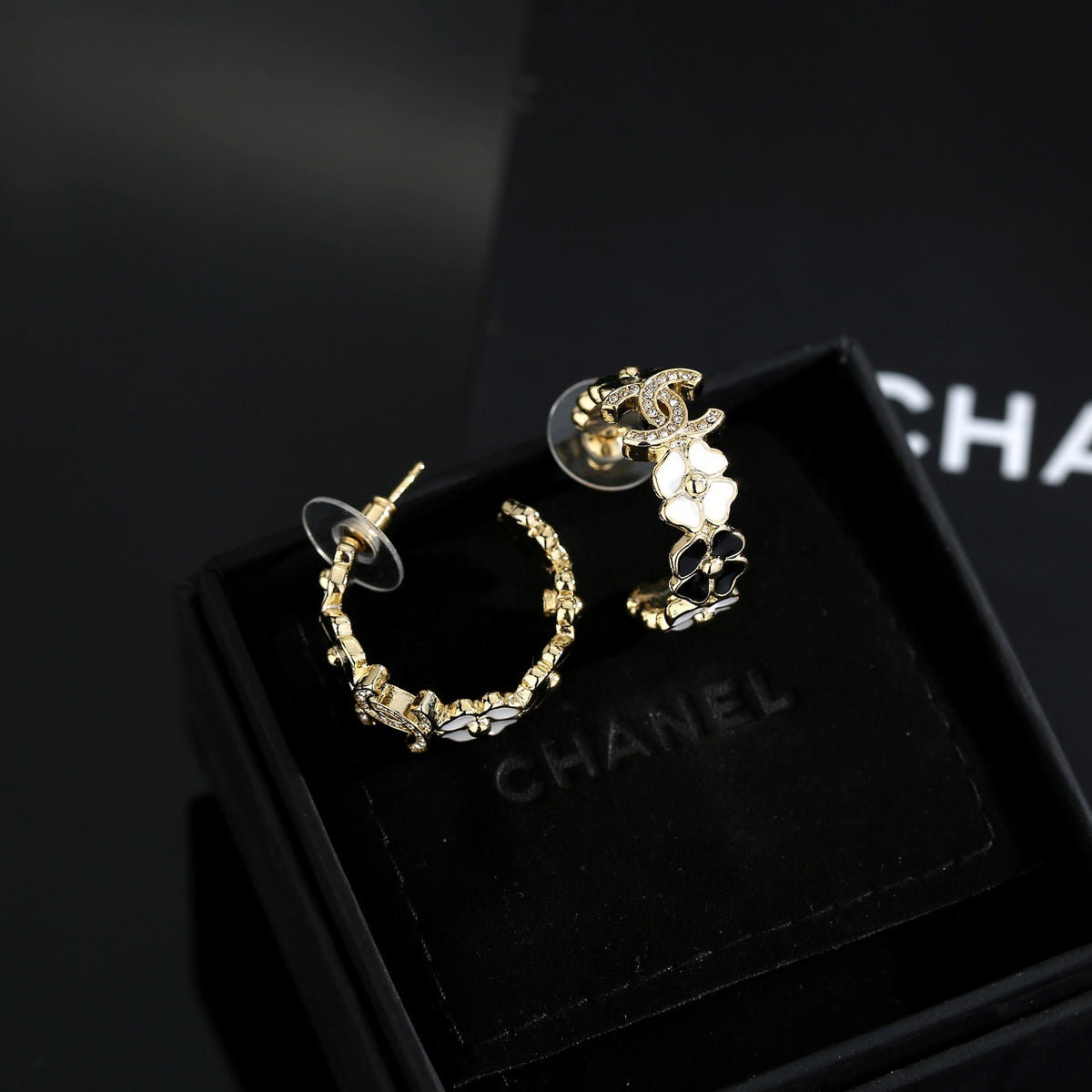 Signature Emblem Stud Earrings in Gold-Tone – Design 052 styled product view