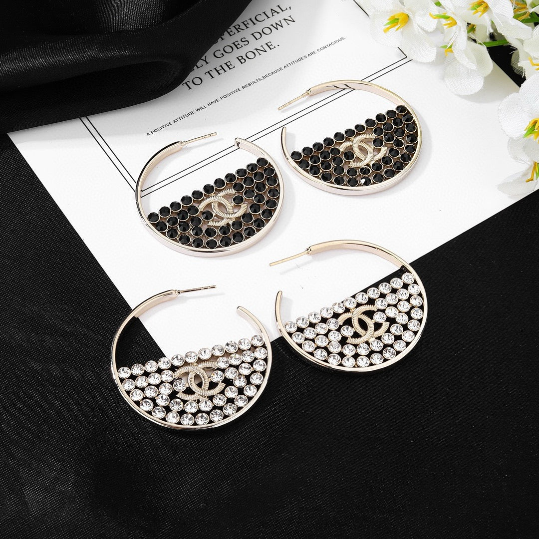Signature Emblem Statement Earrings in Polished Metal-Tone – Design 037 front product view