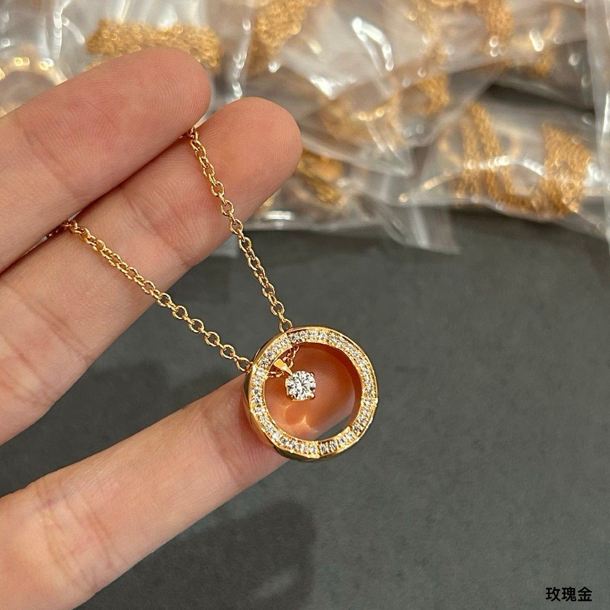 Signature Emblem Crystal-Accent Pendant Necklace – Design 016 main product view