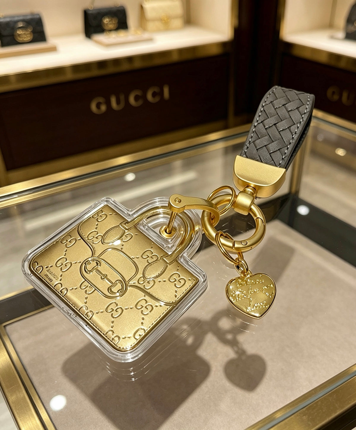 Double-G Emblem Keychain in Polished Metal-Tone – Design 048 styled product view
