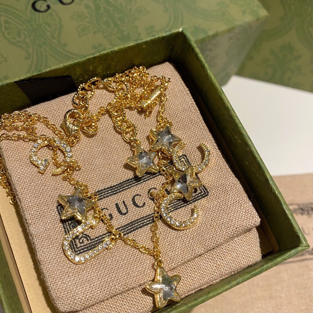 Letter Emblem Pendant Necklace in Polished Metal-Tone – Design 002 styled product view