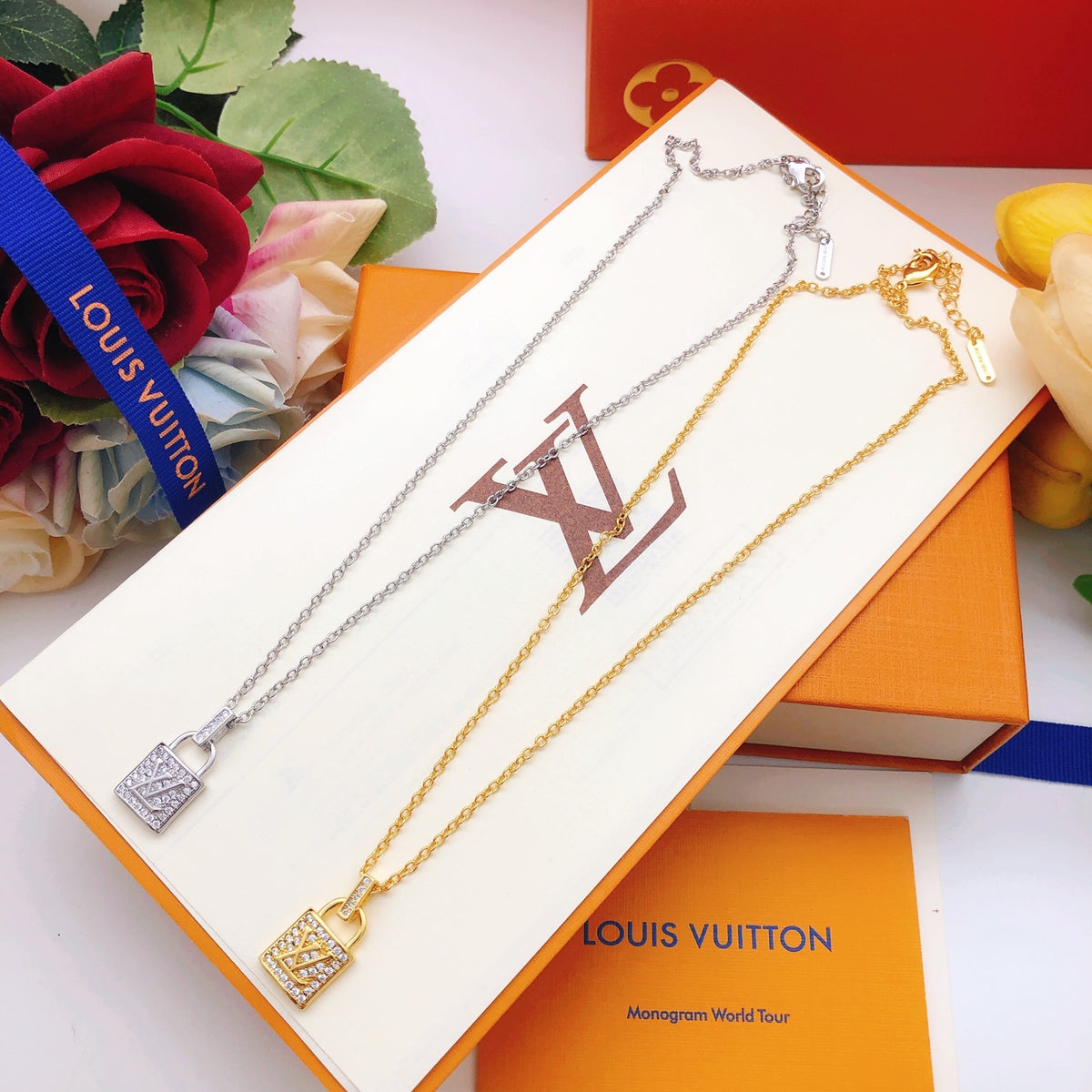 Lock Pendant Necklace in Gold-Tone – Design 002 styled product view