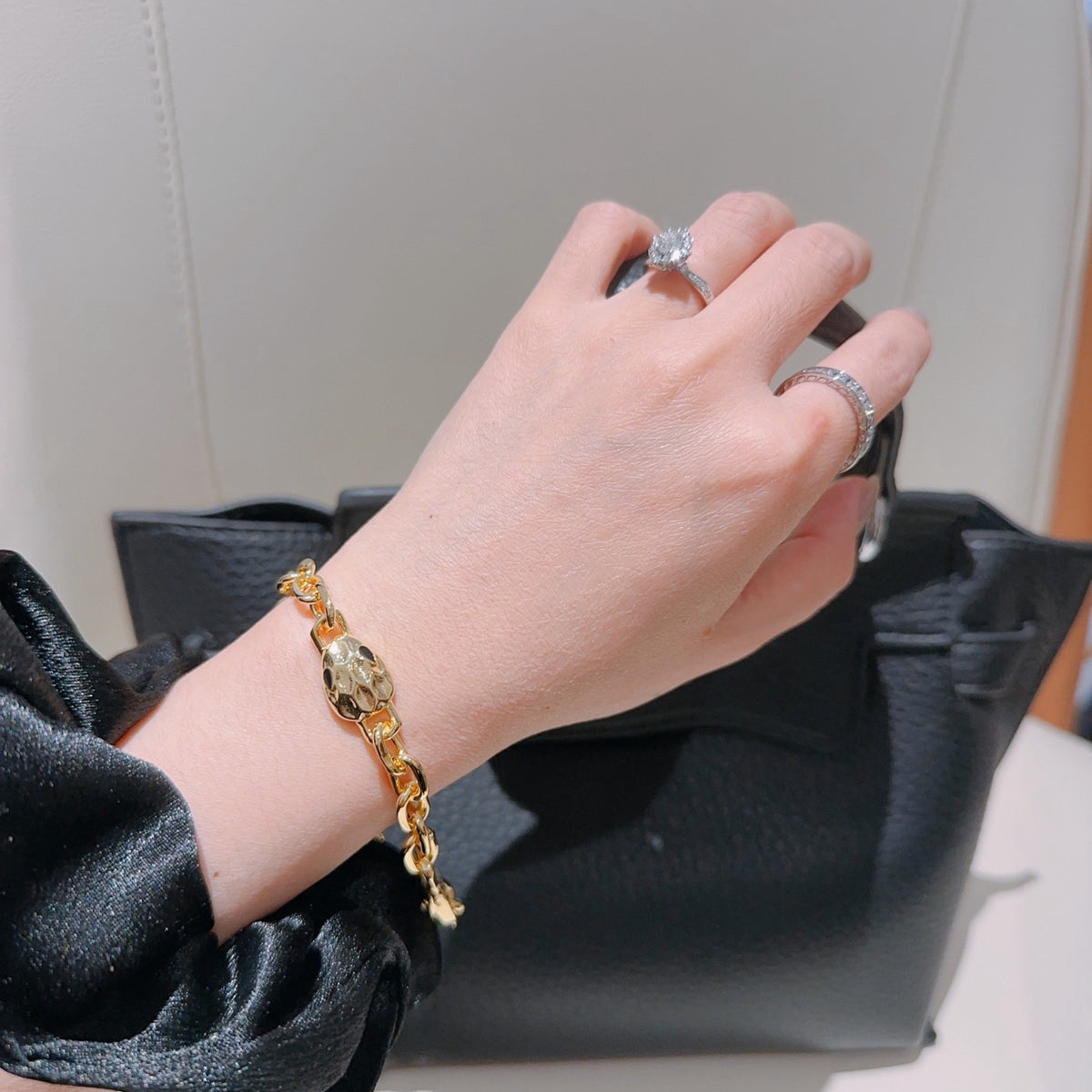 Geometric Emblem Statement Ring in Polished Metal-Tone – Design 129 detail view