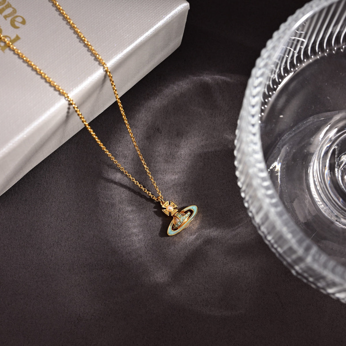 Orb Pendant Necklace in Polished Metal-Tone – Design 063 close-up detail