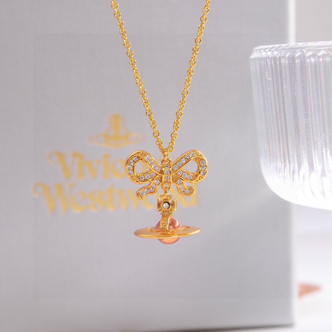 Orb Pendant Necklace in Polished Metal-Tone – Design 067 detail view