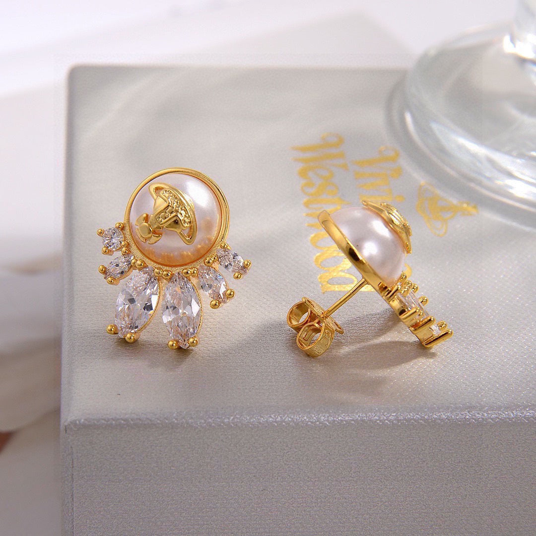 Orb Stud Earrings in Polished Metal-Tone – Design 020 main product view