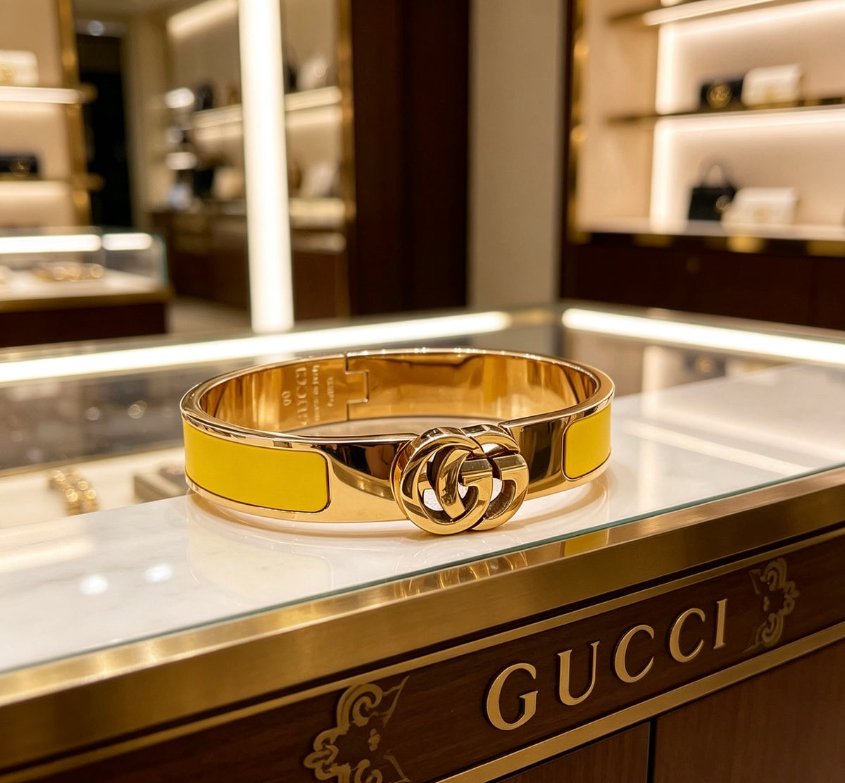 Double-G Emblem Bangle in Gold-Tone – Design 012 front product view