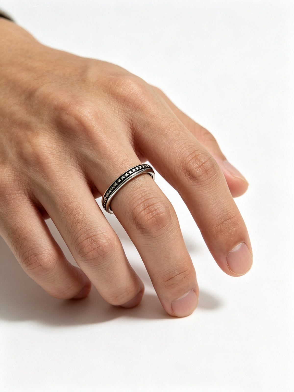 Signature Emblem Statement Ring in Polished Metal-Tone – Design 011 detail view