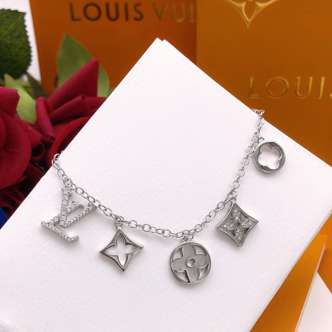 Geometric Emblem Bracelet in Silver-Tone – Silver Detail – Design 013 styled product view