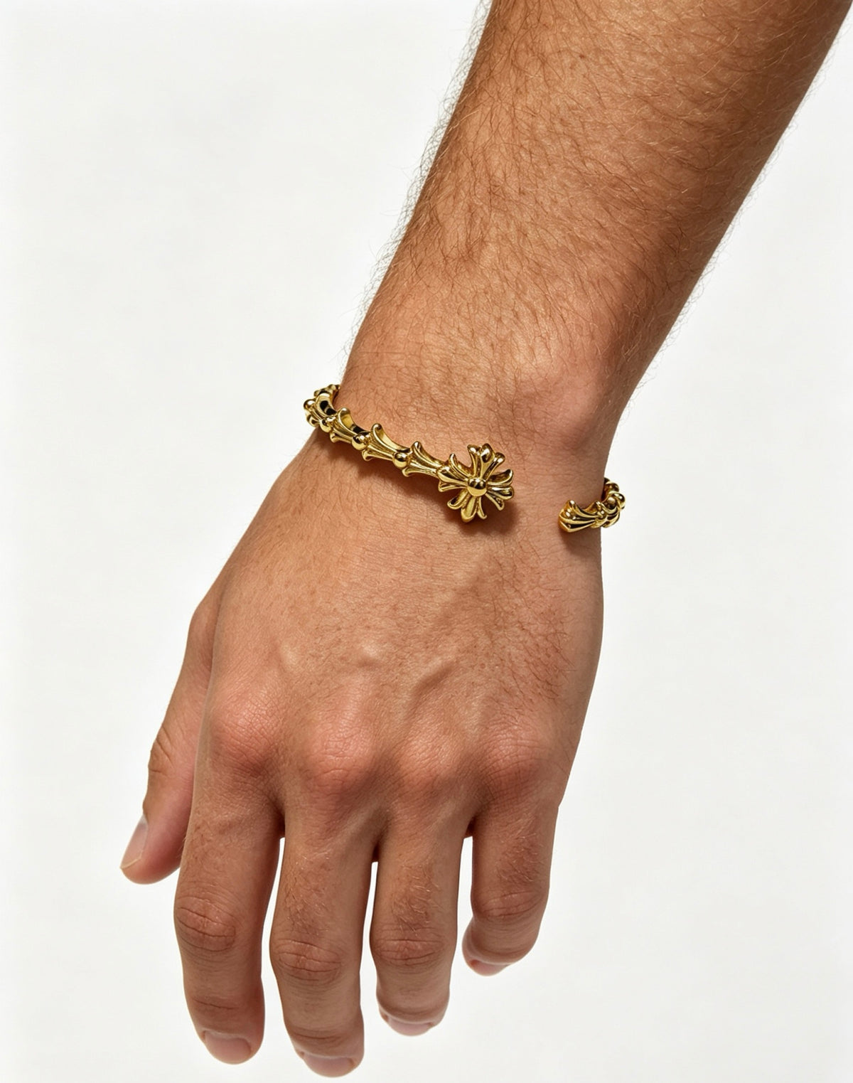 Signature Emblem Bangle in Polished Metal-Tone – Design 001 detail view