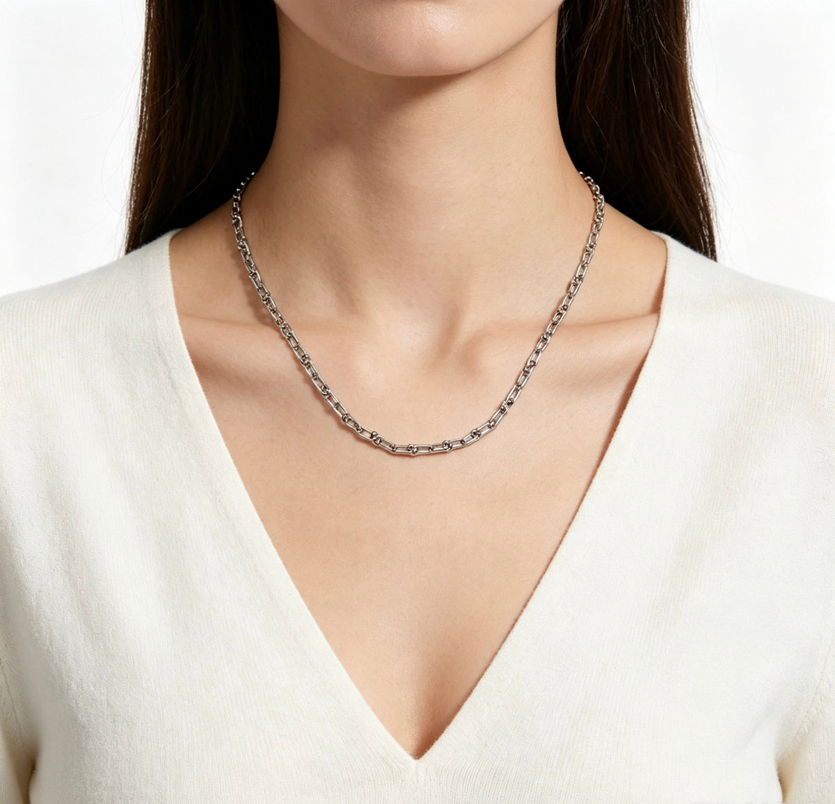 Geometric Emblem Pendant Necklace in Polished Metal-Tone – Design 008 detail view