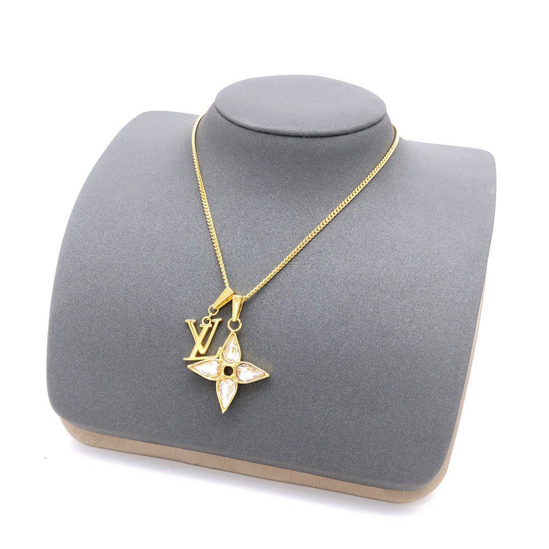 Geometric Emblem Pendant Necklace in Gold-Tone – Design 013 styled product view