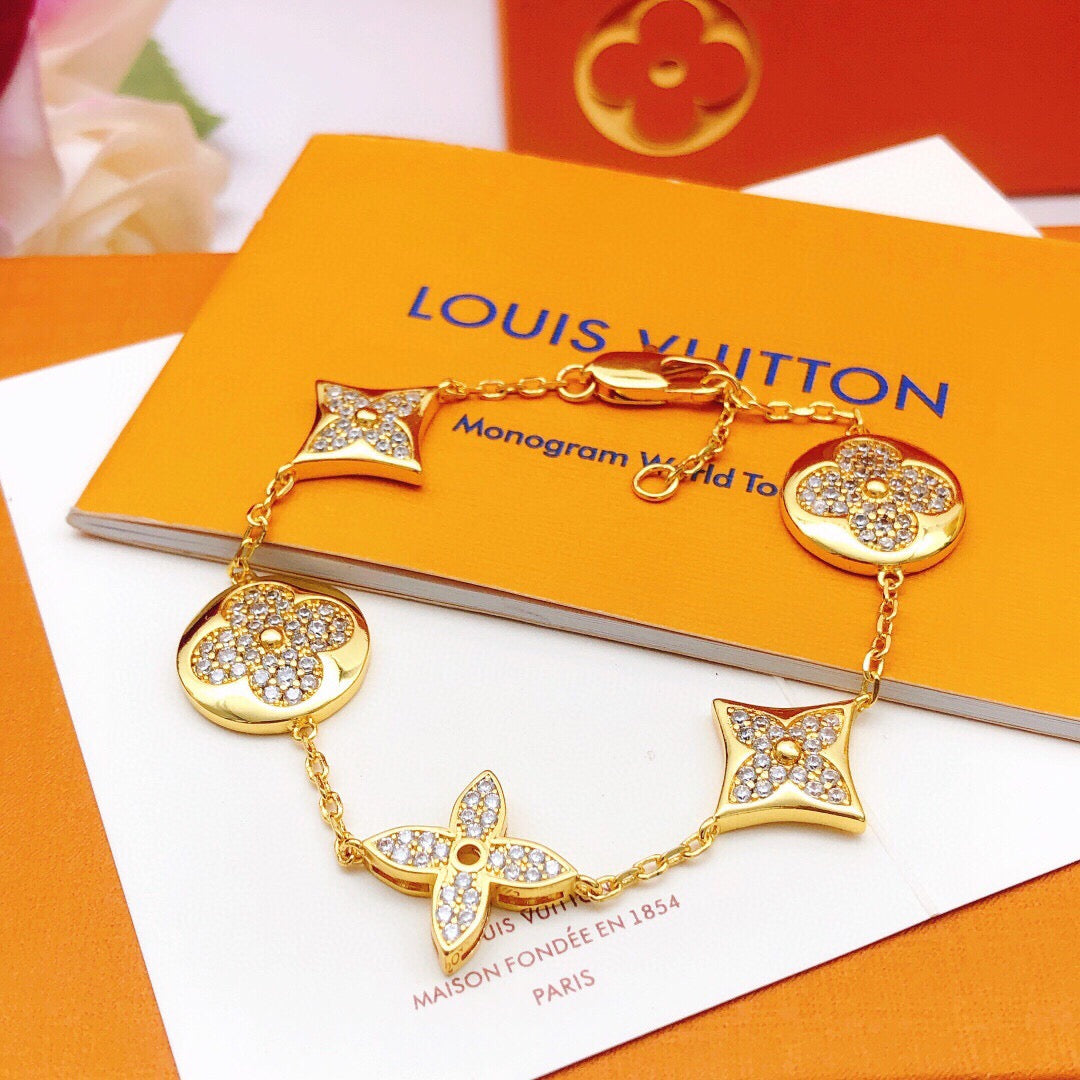 Floral Bracelet in Gold-Tone – Design 001 side detail