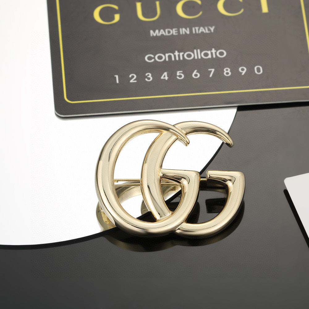 Geometric Emblem Brooch in Polished Metal-Tone – Vintage Detail – Design 002 styled product view