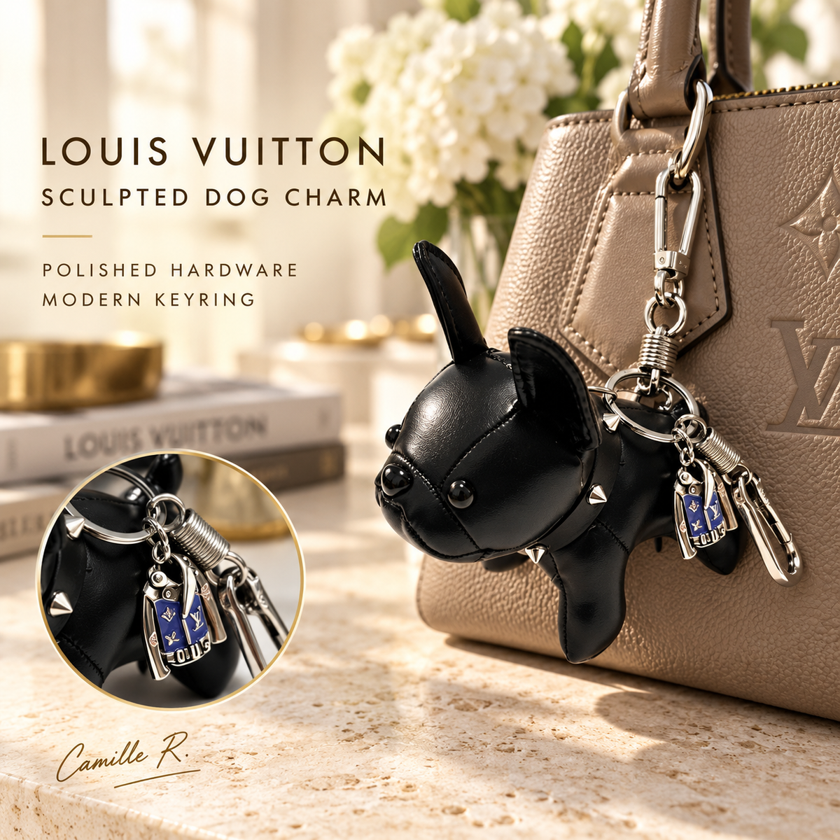 Martin Graham keychain in polished metal-tone