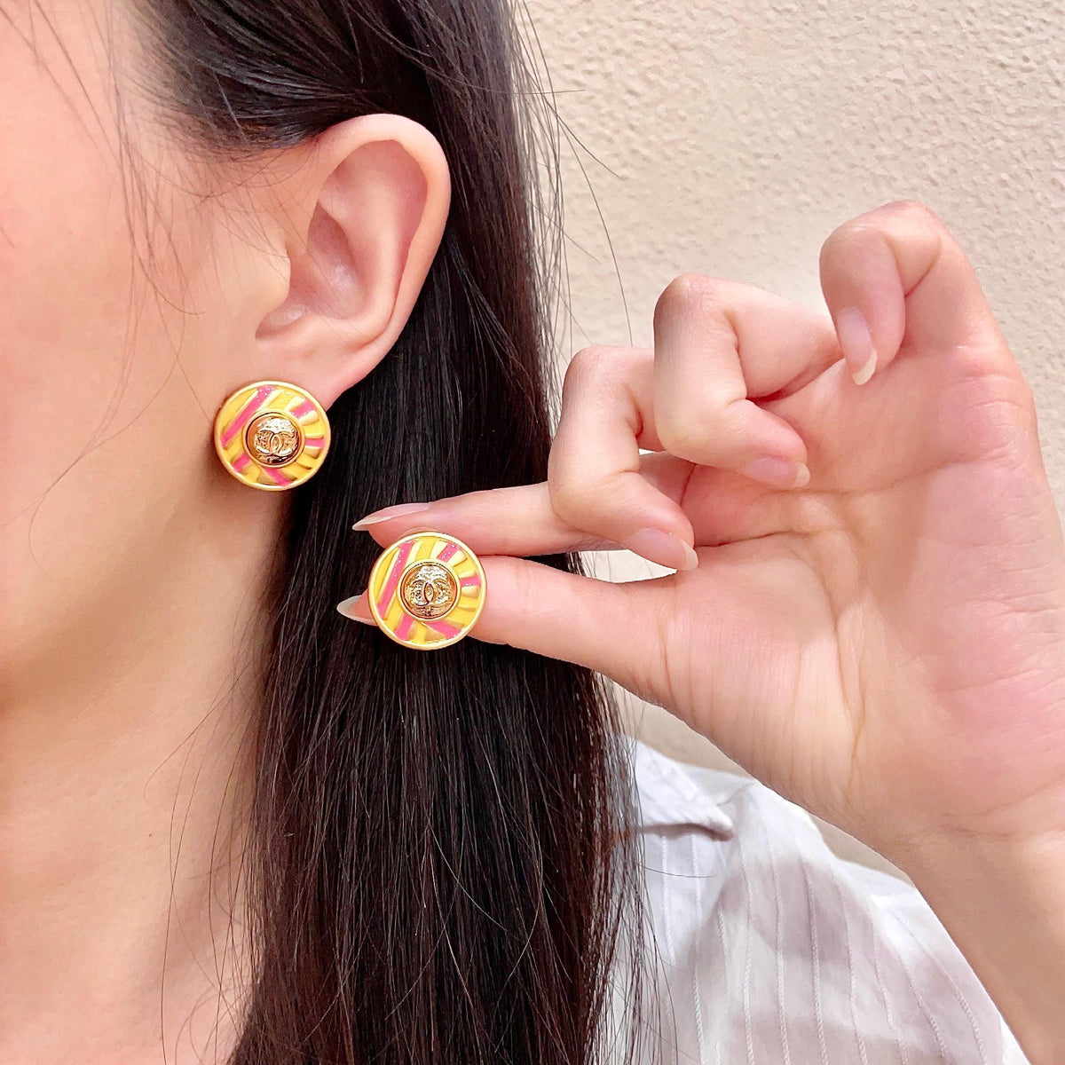 Martin Graham stud earrings in polished metal-tone – main product view