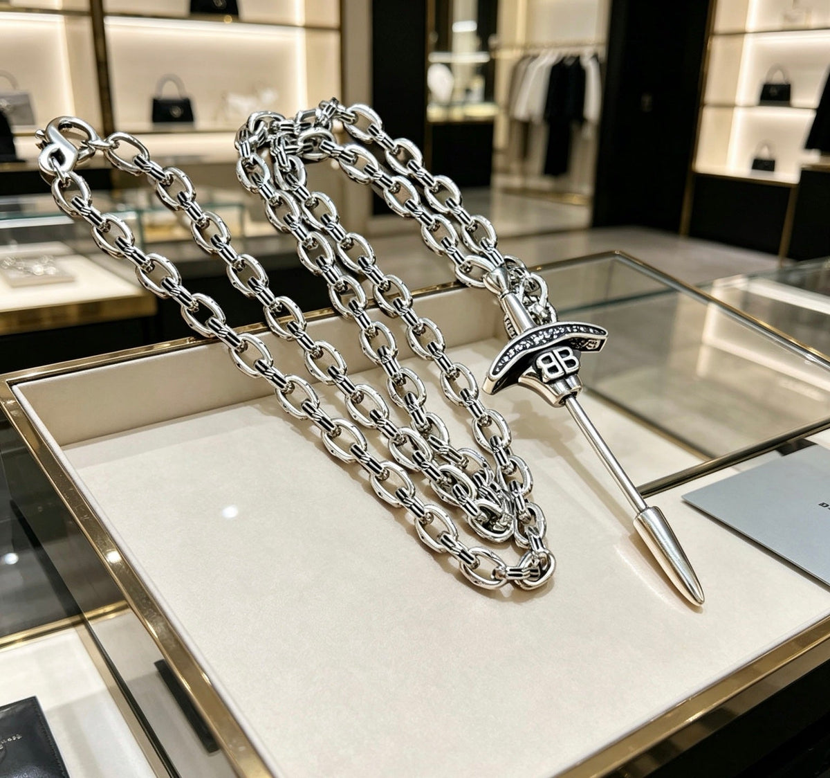 Martin Graham pendant necklace in polished metal-tone – main product view