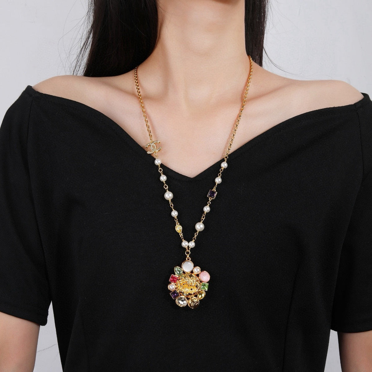 Martin Graham pendant necklace in polished metal-tone – main product view