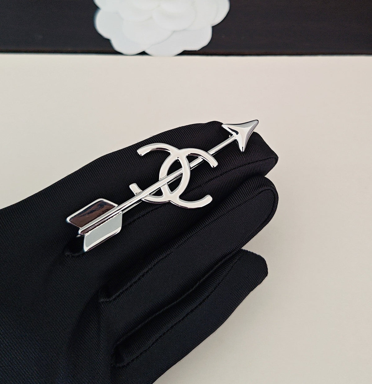 Martin Graham brooch in polished metal-tone – front product view