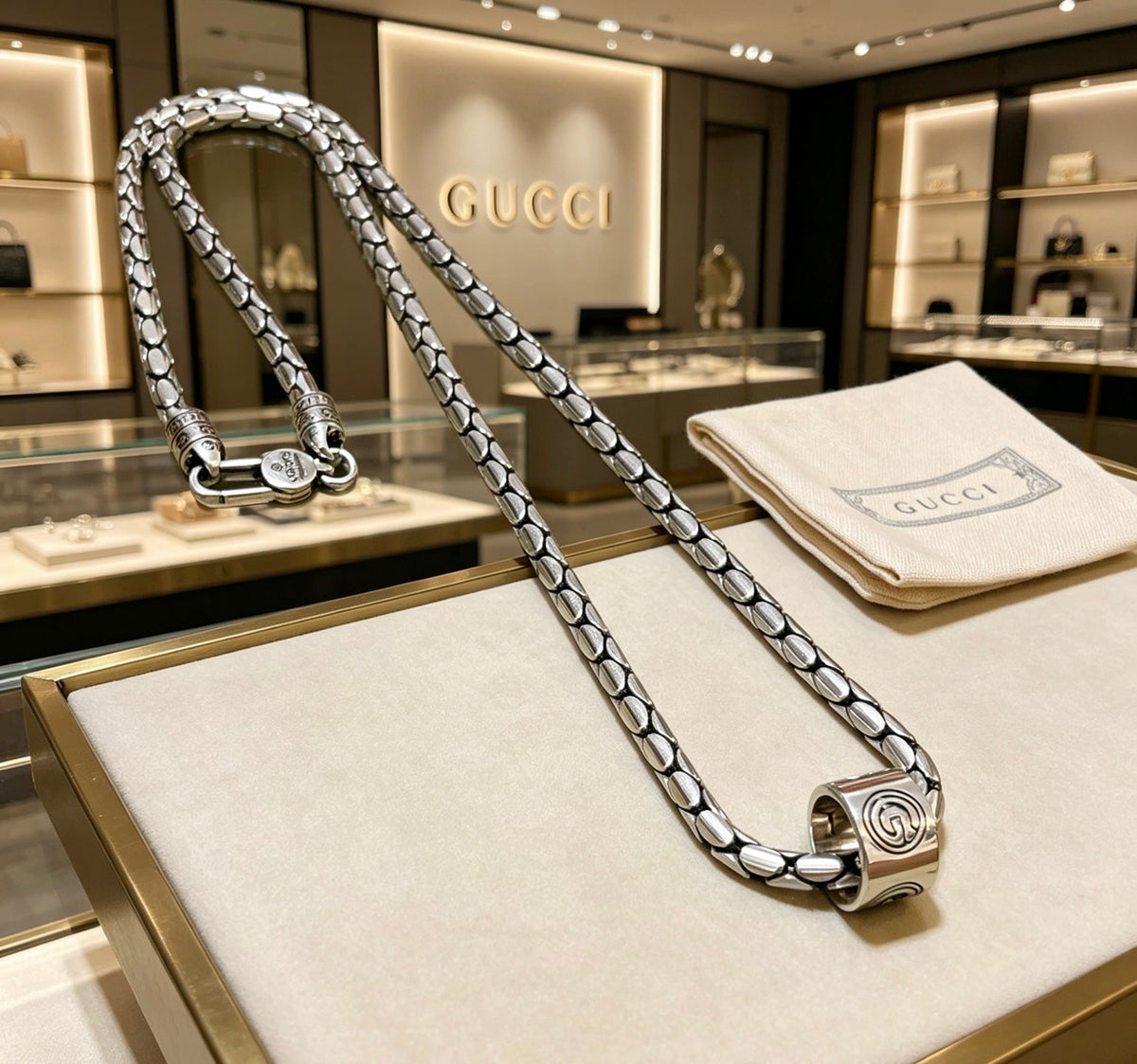 Martin Graham pendant necklace in polished metal-tone – main product view
