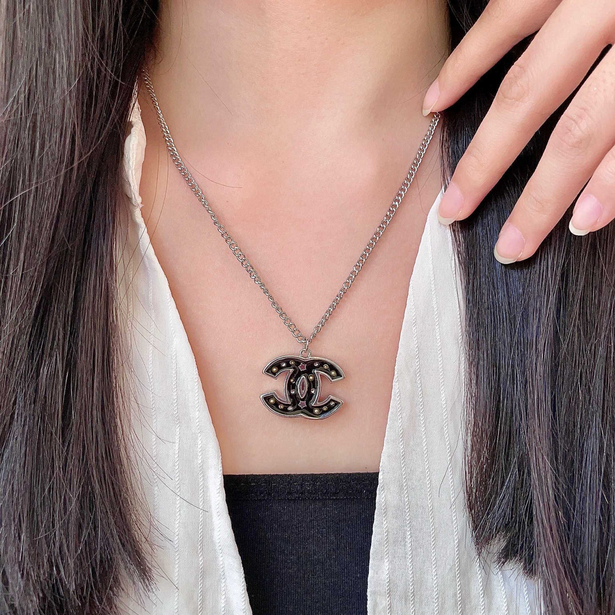 Martin Graham pendant necklace in polished metal-tone – main product view