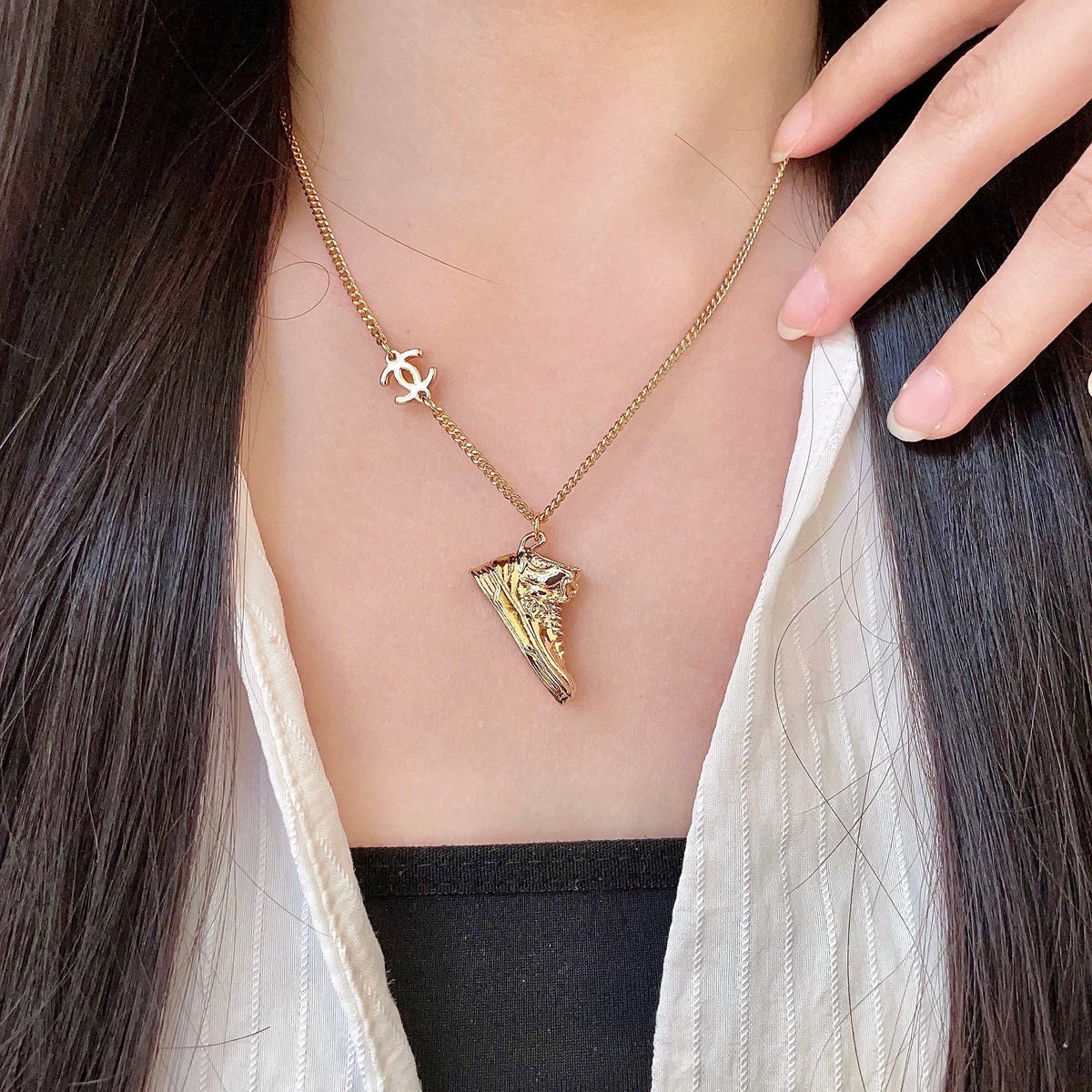 Martin Graham pendant necklace in polished metal-tone – main product view